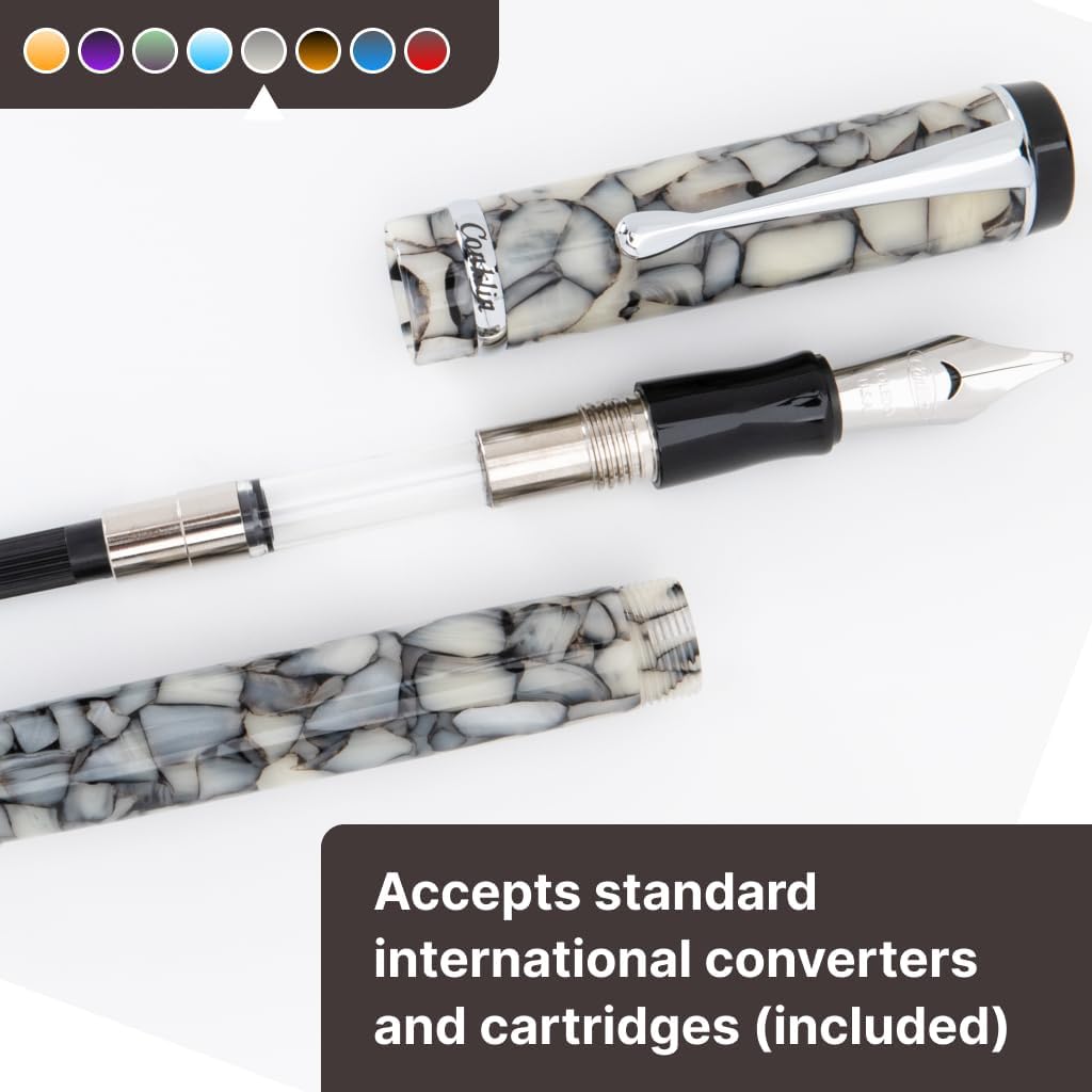 Conklin Duragraph Fountain Pen Cracked Ice - Extra Fine Nib, Precision Writing Instrument with Unique Design