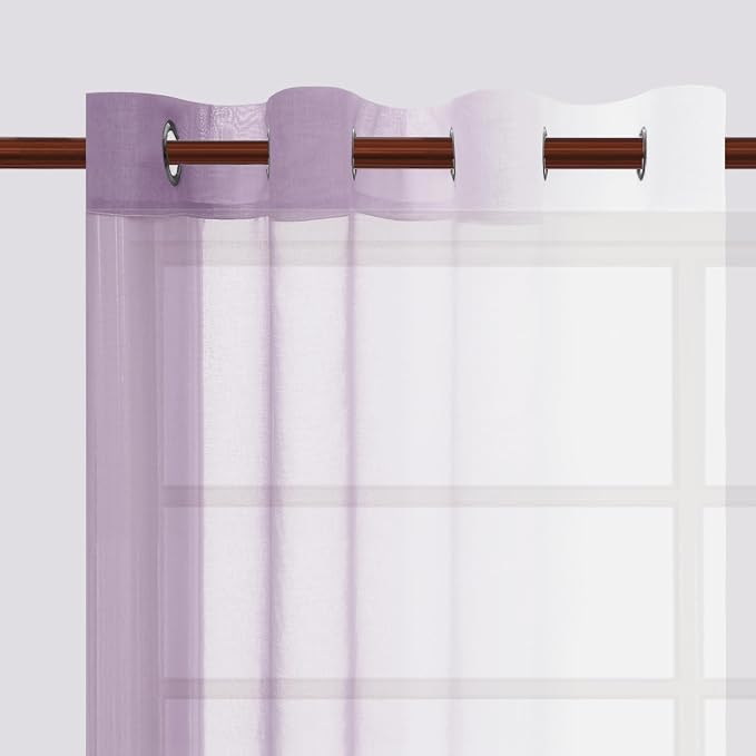 DWCN Faux Linen Ombre Sheer Curtains - Image 4