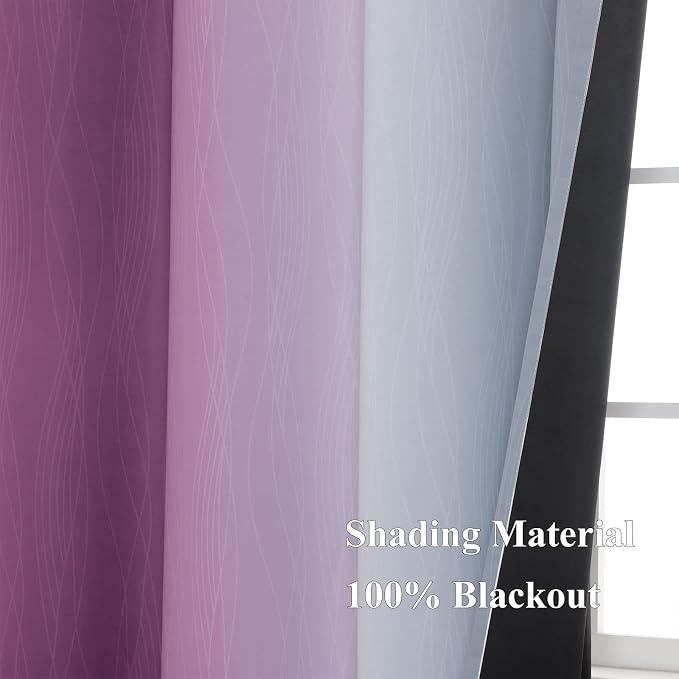 Grey and Purple Blackout Curtains - Image 5