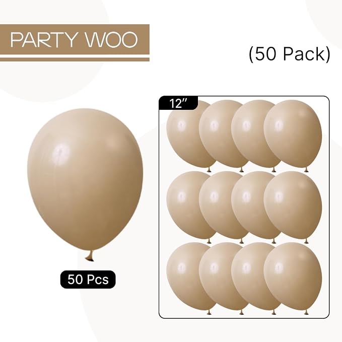 PartyWoo Cream Balloons 50pcs Beige Ivory Nude Neutral Boho Fall Color | 12 - Image 7