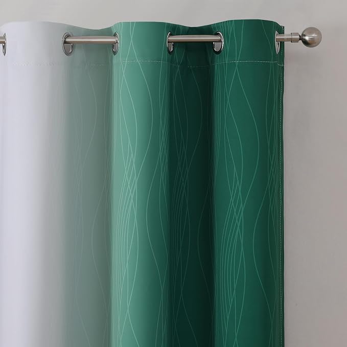 Green and Greyish White Blackout Curtains - Image 4