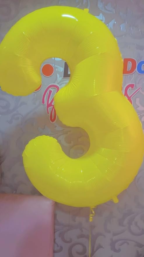 Yellow Number 3 Balloon 40 Inch - Image 2