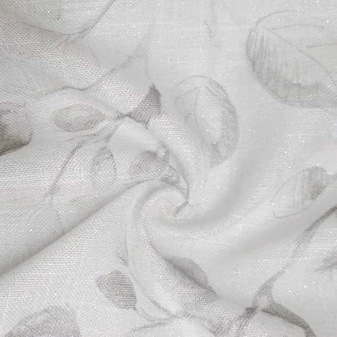 Central Park Leaf Floral Print Metallic Sheer Window Curtain Panel - Image 8