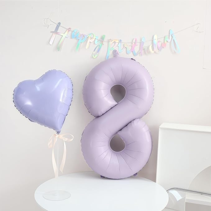 Pastel Purple 12 Number Balloons, 40 Inch Light Purple 12 Balloons Large Helium - Image 6