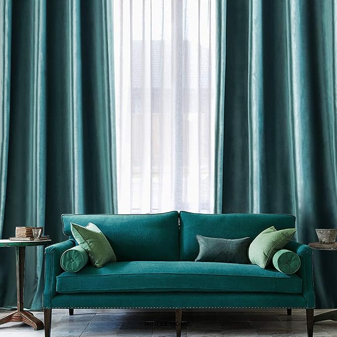 MIULEE Velvet Curtains Teal 52 x 63 Inch Length Set of 2 | Grommet Drapes - Image 6