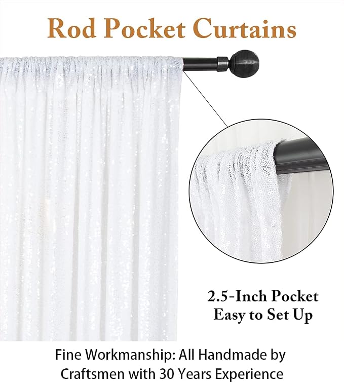 ShinyBeauty Photobooth Background Best Choice-7FTx7FT-White-Sequin Photography - Image 3
