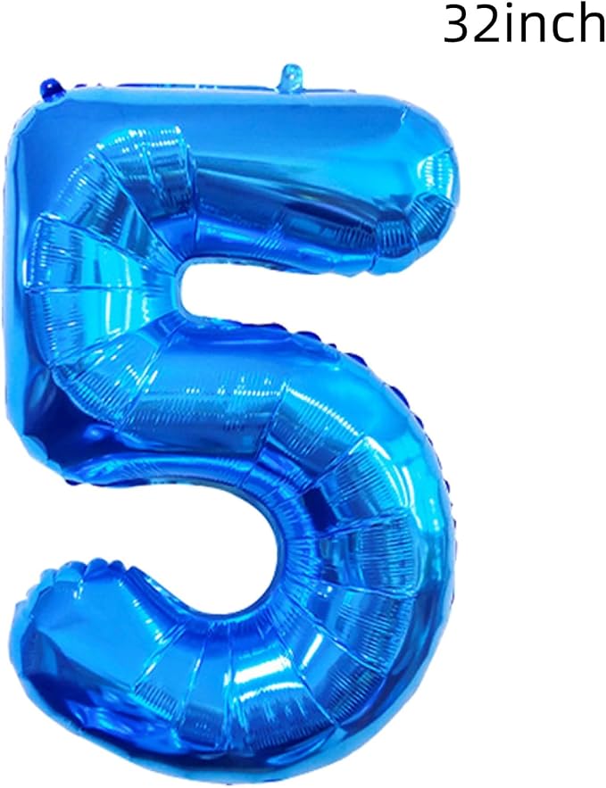 5th Birthday Large Foil Balloons Blue， Balloon Decorations - Image 4