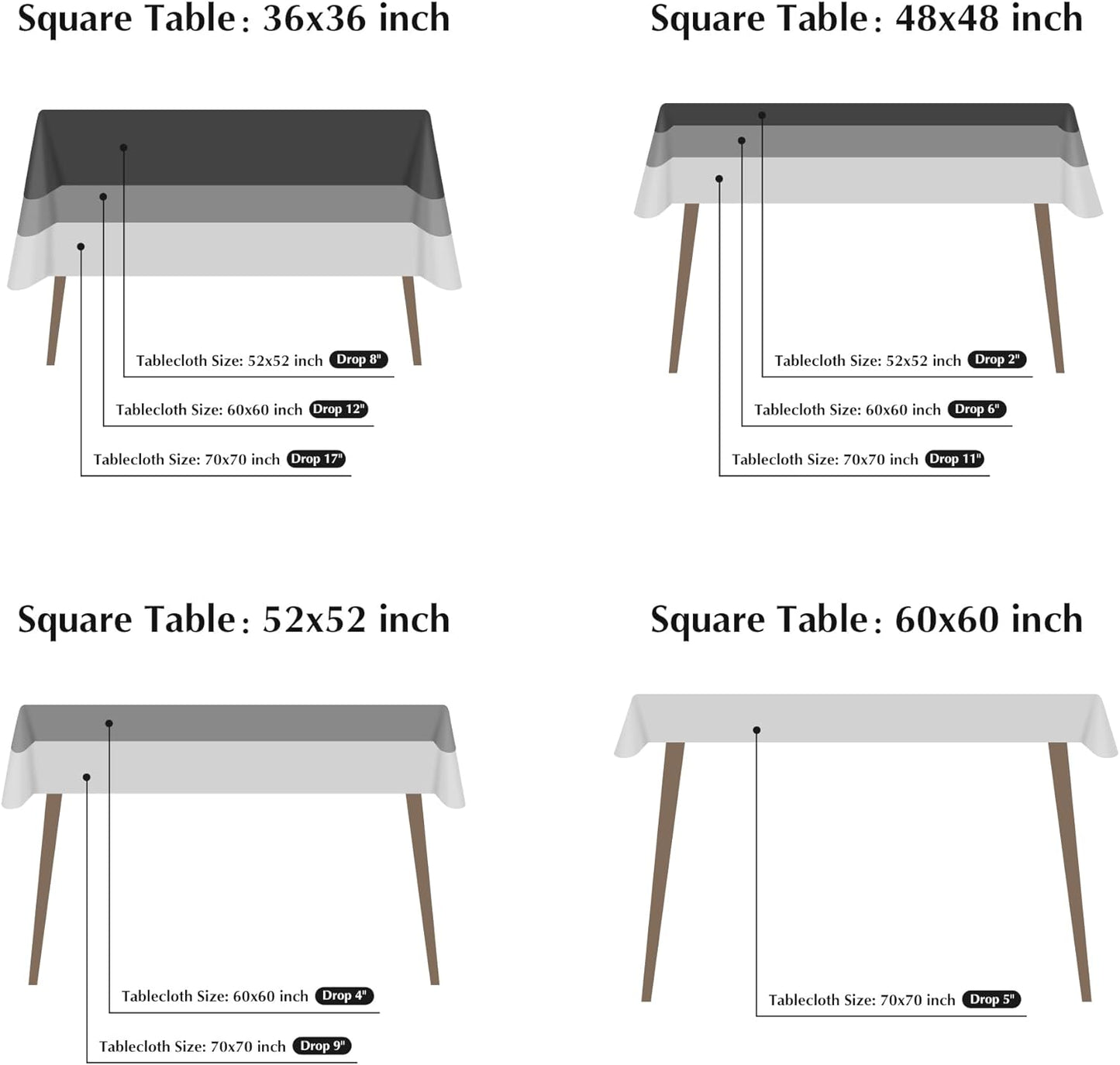 2 Pack Square Table Cloth 48X48 Inch Navy Washable Fabric Tablecloth Polyester Solid Dining Table Cover for Birthday Party Dinner Holiday Outdoor Indoor