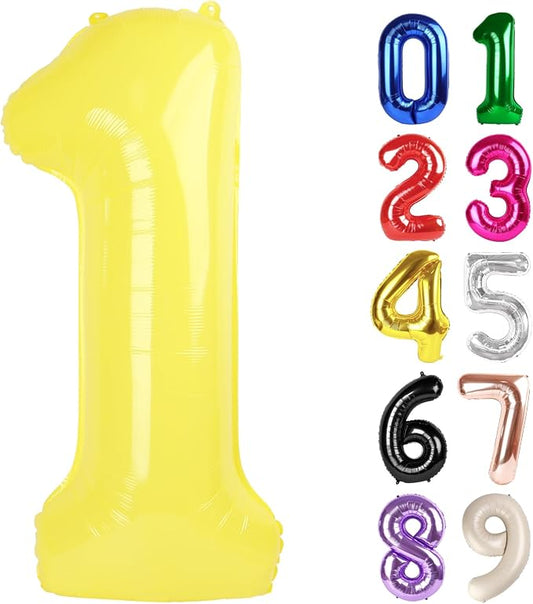 1 Balloon - Macaron Yellow Birthday Number Balloons, 40 Inch Decorations | by ALPHADELTAPI