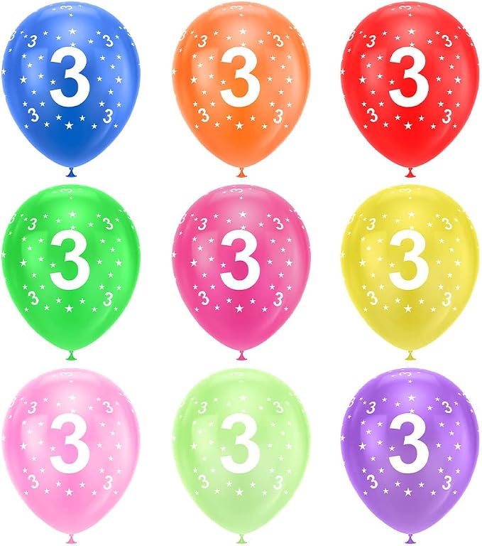 Ainiv 3rd Birthday Balloons 18PCS, 12inch Numbers Printed Latex Party Balloons - Image 8