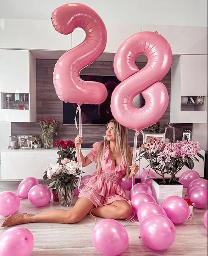 Number Balloons 28 Balloon Pink - Image 2