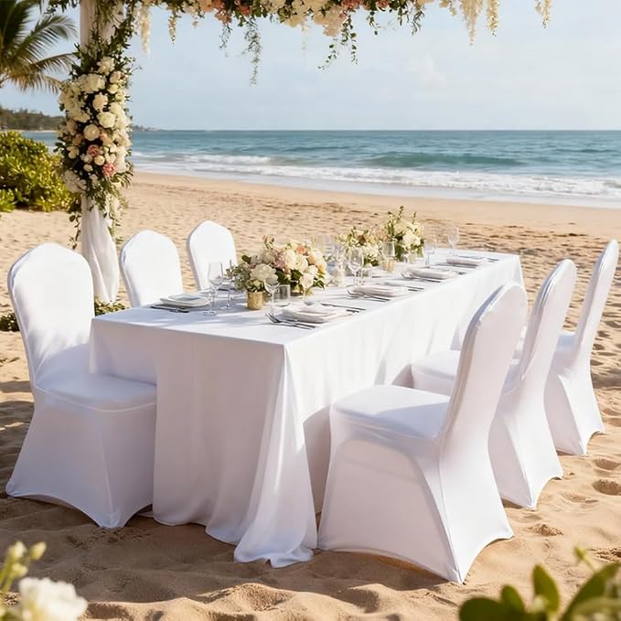 100 White Washable and Removable Universal Wedding Banquet Chair Covers - Image 7