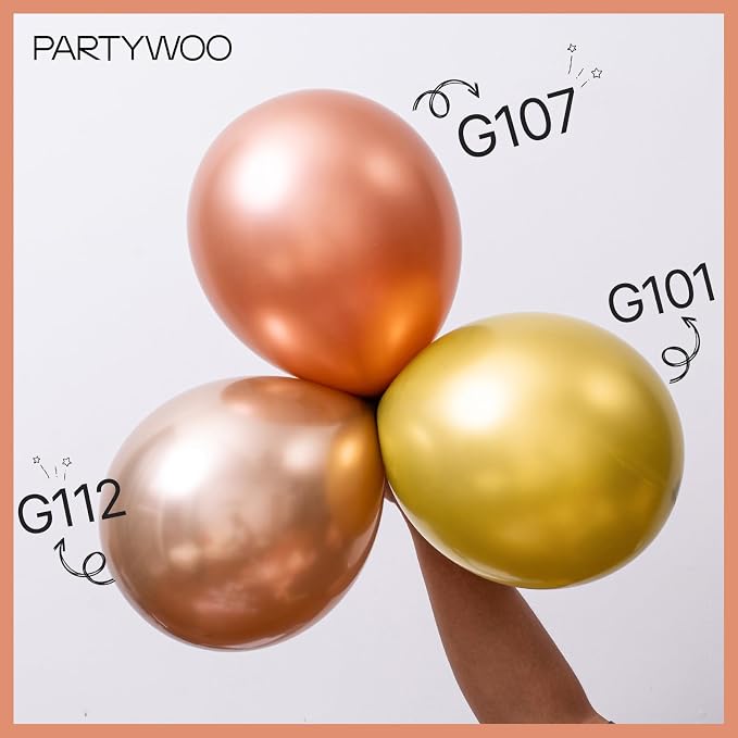 PartyWoo Rose Gold Balloons 50pcs Metallic Chrome Rose Gold Color | 12 Inch - Image 4