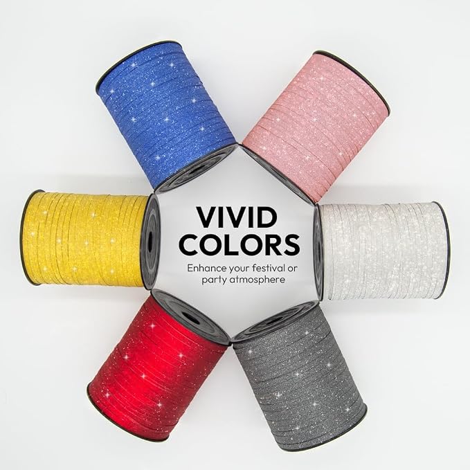 Orange Glitter Curling Ribbon, 1/5" Wide x 500 Yards Christmas Curling Ribbons - Image 4