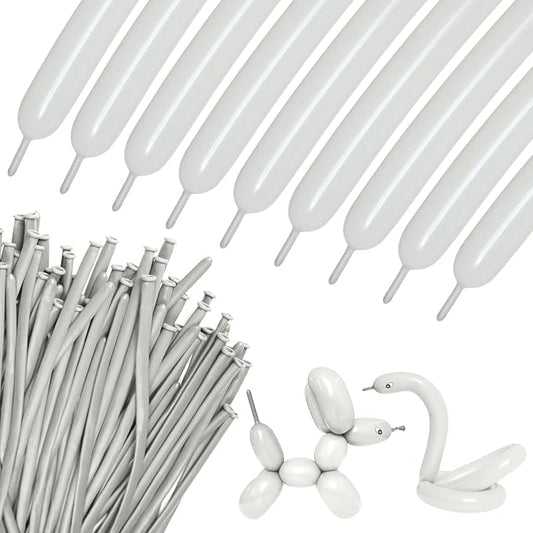 100Pcs Sand White 260 balloons, Thickening Latex Cream 260q Balloons by KUULBELAballoons