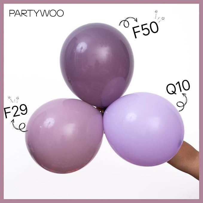 PartyWoo Dusty Purple Balloons 100pcs Lavender Boho Neutral Color | 18 12 10 5 - Image 5