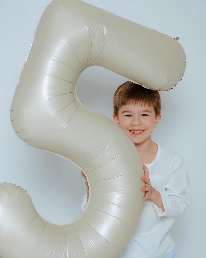 4 Balloon - Cream Birthday Number Balloons, 40 Inch Decorations Men Women | - Image 2
