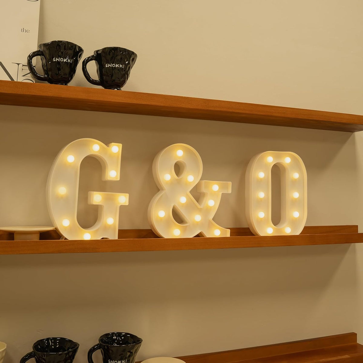 Foaky Rechargeable LED Letter Lights Sign Marquee Light Up Letters Sign for Night Light Wedding/Birthday Party Christmas Lamp Home Bar Decoration (O)