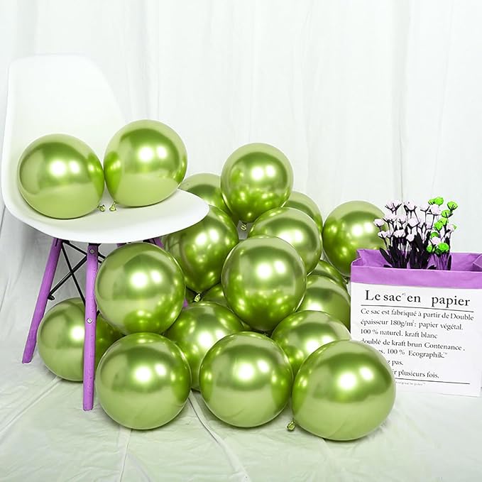 10 Inch Metallic Lime Green Balloons - Image 3