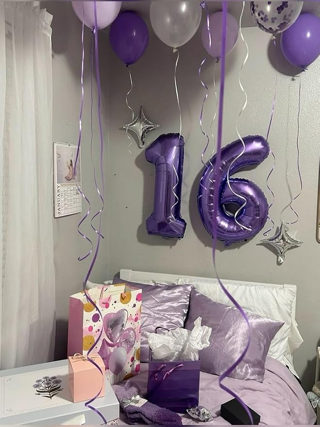 16 Balloon Number 40 Inch Purple Balloons - Image 2