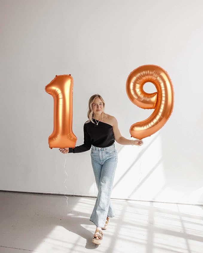 Orange Number 5 Balloon 40 Inch, 5th Birthday Party Decorations Men Women | - Image 9