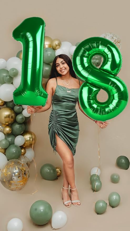 Number 7 Balloons Birthday Decorations, 40In Green Balloons - Image 6