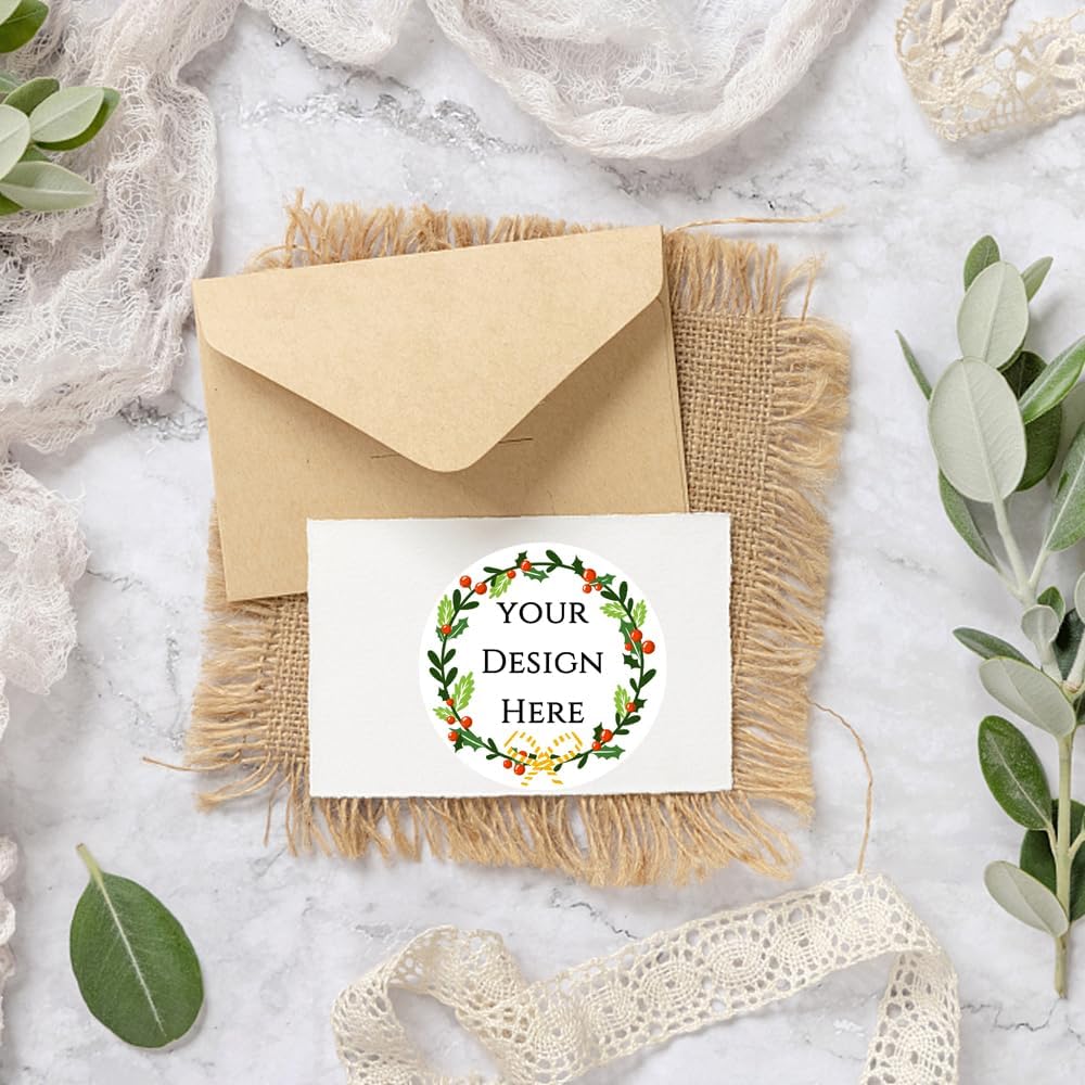 100-1000pcs Custom Stickers Merry Christmas Stickers Personalized Labels Adhesive Xmas Decorative Envelope Seals Stickers for Cards Gift Boxes(Round-10)