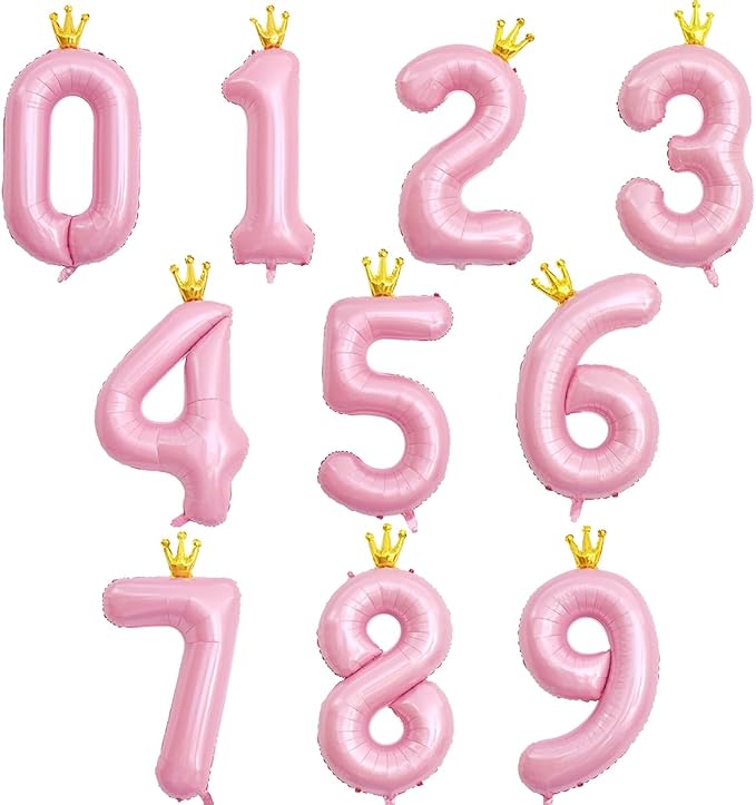 40 Inch Crown Pink Number 4 Balloon, Big Conjoined Light Pink Foil Mylar Helium - Image 8