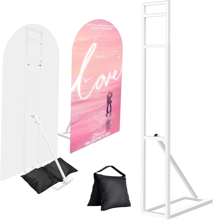 2 Pack White Wedding Backdrop Stand, Adjustable Metal Arch by Yudlto