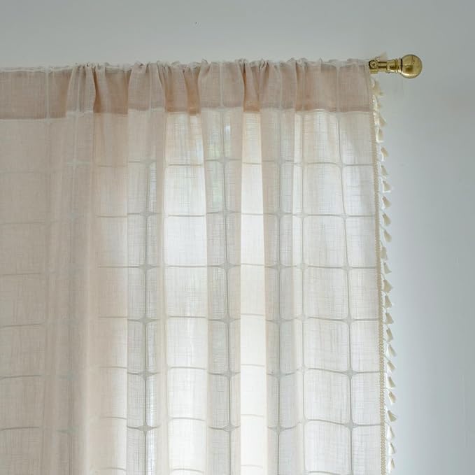 Sutuo Home Boho Curtains for Kitchen Bedroom Kid's Room 63 Inch Length - Image 4