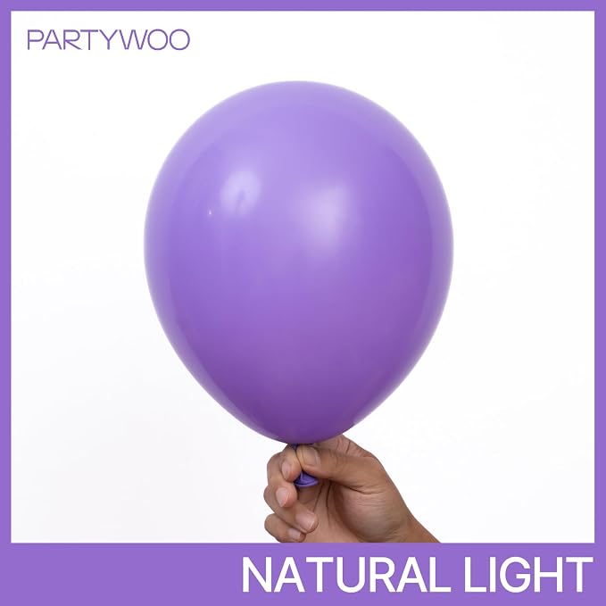PartyWoo Purple Balloons 100pcs Latex Helium Balloons 12 Inch | Birthday Baby - Image 2