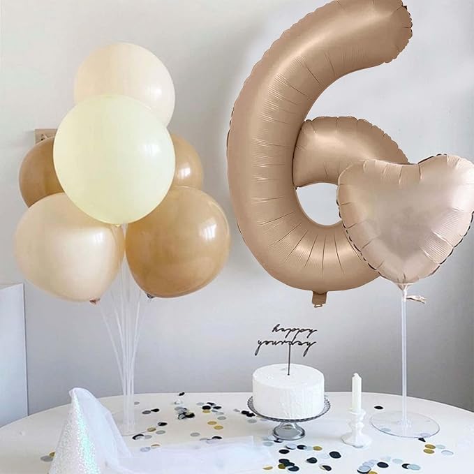 Nude Balloon Number 4, 40 Inch Large Self Inflating Brown Foil Number Balloons - Image 8
