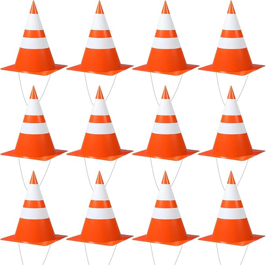 12 Pcs Halloween Orange Traffic Cone Hats Funny Unisex Halloween Costume Road by Unknown
