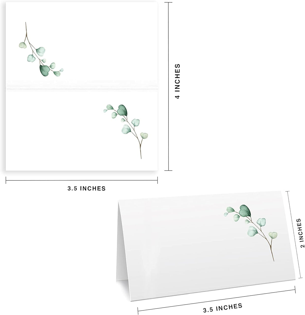 Watercolor Place Cards for Wedding or Party, Seating Place Cards for Tables, Scored for Easy Folding, 100 Pack, 2 x 3.5 Inches