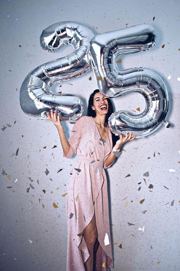 50 Balloon 40 inch Silver Number Balloons - Image 4