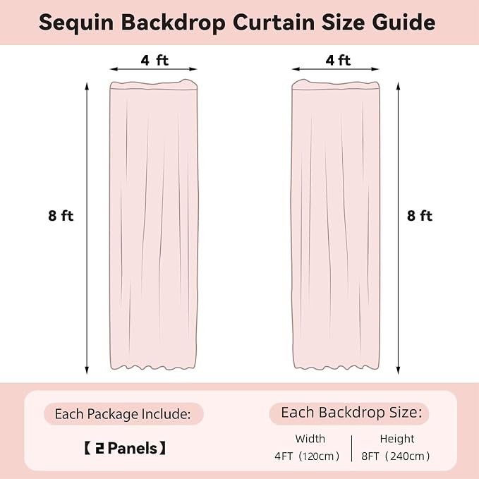 Sugargirl Silver Sequin Backdrop Curtain 4FTx8FT Glitter Silver Background - Image 6