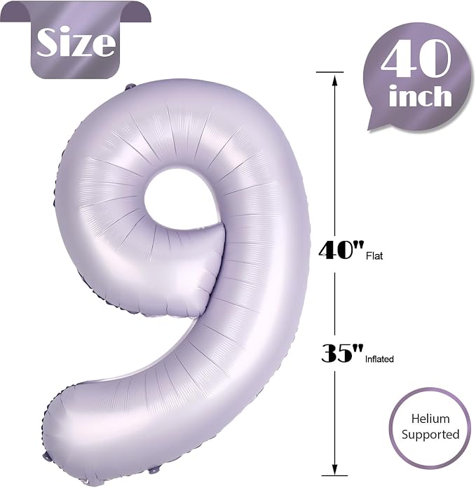 Lilac Number 9 Balloon 40 Inch - Image 5