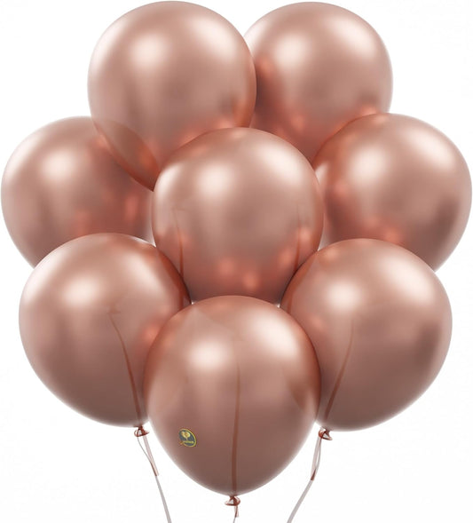 AFTERLOON® Biodegradable Balloons 100 pcs Rose Gold 10 Inch, Pearlescent Thickened Extra Strong Latex Helium Float, for Baby Shower Gender Reveal Garland Arch Wedding Birthday Party Decorations
