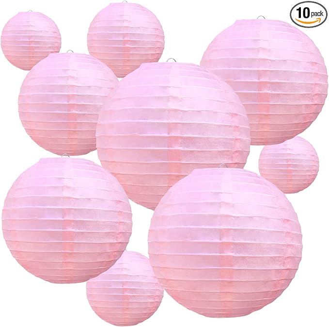 BEISHIDA Pink Paper Lanterns 10Pcs 4/6/8/10/12 Inch Round Chinese Lamp | Paper by Beishida