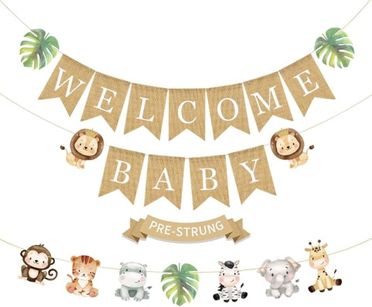 Weecent Pre-Strung 6ft Burlap Welcome Baby Banner by Weecent