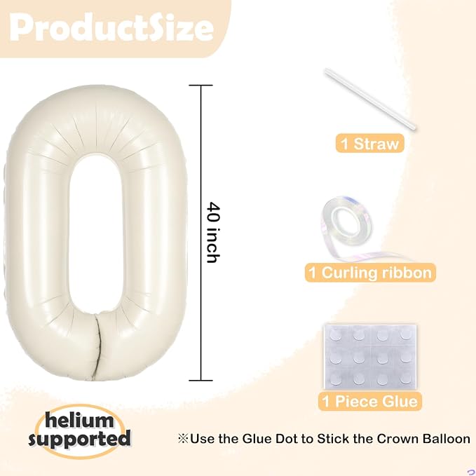 Cream White Number 57 75 Balloon - Image 2