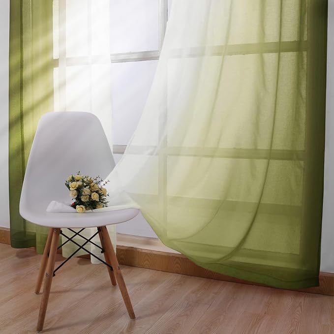 DWCN Faux Linen Ombre Sheer Curtains - Image 4