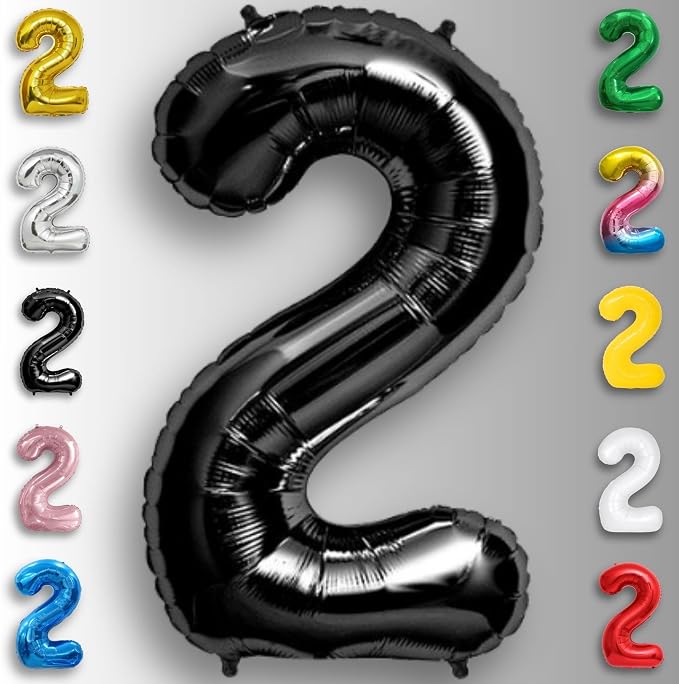 Black Number Balloon 2 Mylar Foil Balloons 40 inch - Image 3