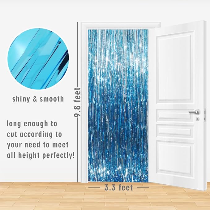 GOER 3.2 ft x 9.8 ft Metallic Tinsel Foil Fringe Curtains Party Photo Backdrop - Image 4