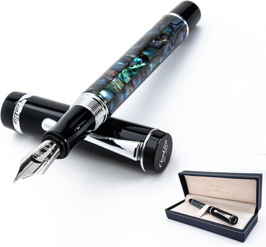 Conklin Duragraph Fountain Pen Abalone Nights - Broad Nib, Elegant Writing Instrument with Stunning Abalone Finish