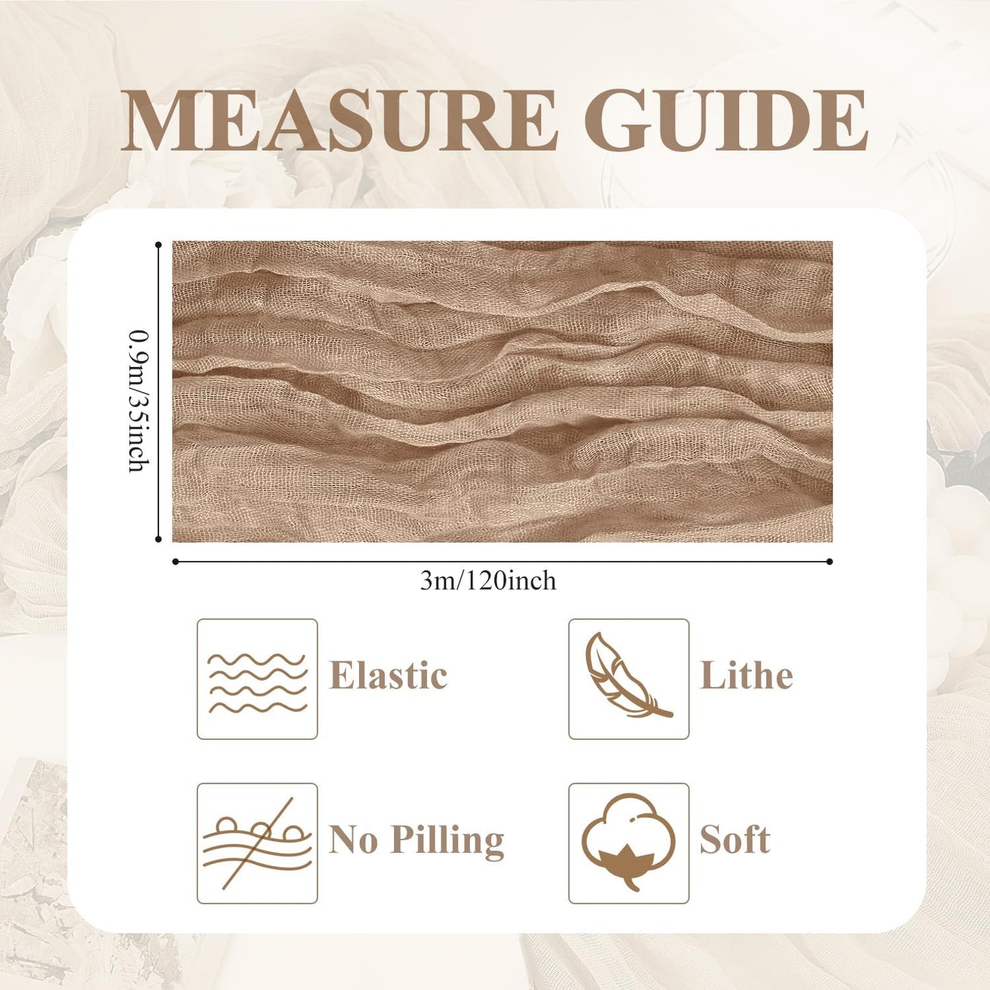 Asee'm 4pcs Cheesecloth Table Runner 120 Inches Long Nude Boho Gauze Cheese Cloth Runner 10FT Rustic Sheer Table Runners for Christmas Wedding Party Baby Shower Spring Easter Decoration