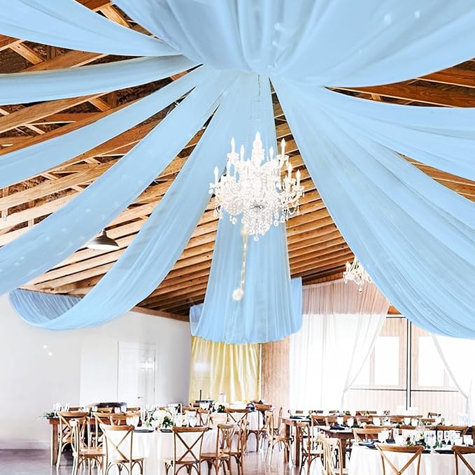 6 Panels Baby Blue Ceiling Drapes by Showgeous