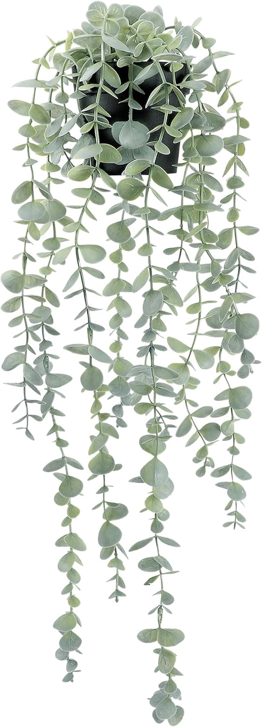 COCOBOO 1pcs Artificial Hanging Plants, Fake Potted Eucalyptus Faux Hanging by COCOBOO