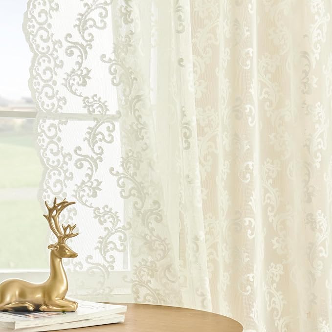 FOLKSIDE Ivory Lace Curtains - Image 4