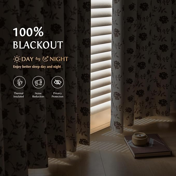 Beauoop Floral 100% Blackout Curtains - Image 2